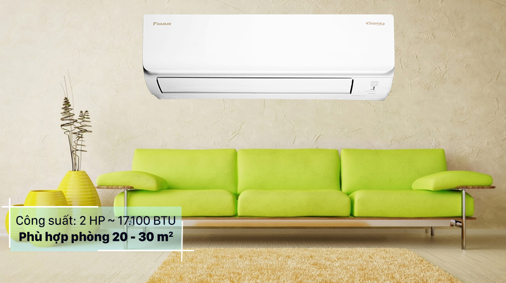 Máy lạnh Daikin Inverter 2 HP FTKA50UAVMV-Công suất 2 HP, phù hợp diện tích căn phòng từ 20 - 30 m2