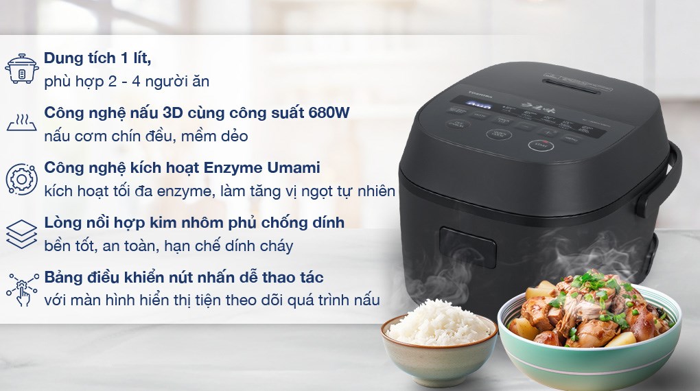 Nồi cơm điện tử 1L Toshiba RC-10DR5UVN(H)