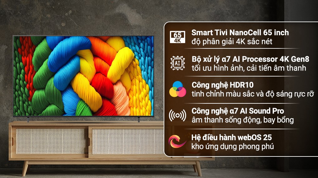 Smart Tivi NanoCell LG 4K 65 inch 65NANO80ASA