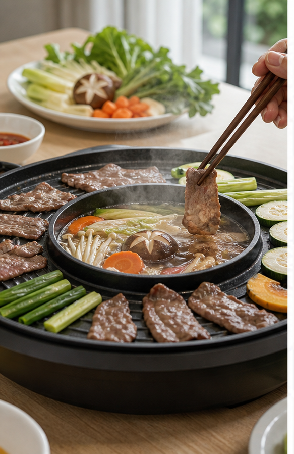 Mặt nướng đủ rộng giúp thực phẩm chín đều mà không cần quá tải.