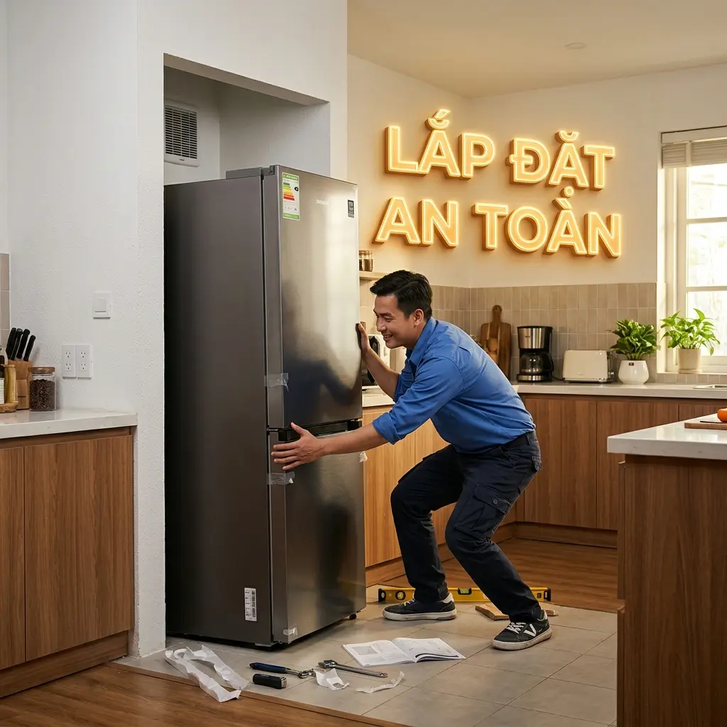 Lắp đặt tủ lạnh đúng khoảng cách an toàn với tường